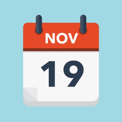 Calendar icon showing 19th November